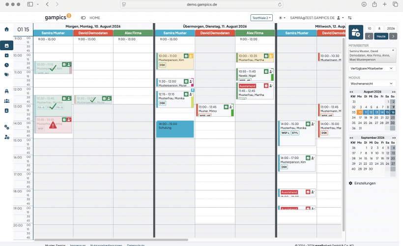 Der neue Kalender zeigt wichtige Informationen zum Termin direkt in der Kalenderansicht.