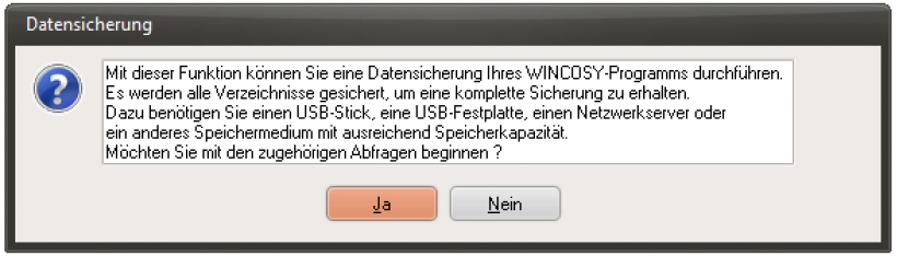 Abfrage Datensicherung Abfrage Datensicherung