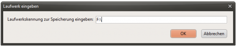 Auswahl Speicherort für Datensicherung Auswahl Speicherort für Datensicherung