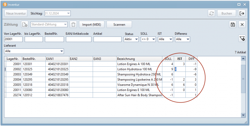 Manuelle Eingabe IST-Bestand Manuelle Eingabe IST-Bestand