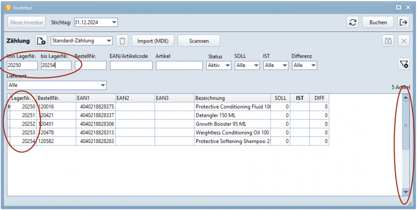 Filter nach LagerNr. Filter nach LagerNr.