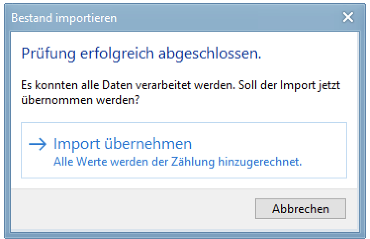 Prüfung der Datei erfolgreich Prüfung der Datei erfolgreich