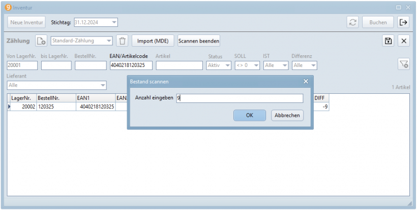 Anzahlabfrage im Scan-Modus Anzahlabfrage im Scan-Modus