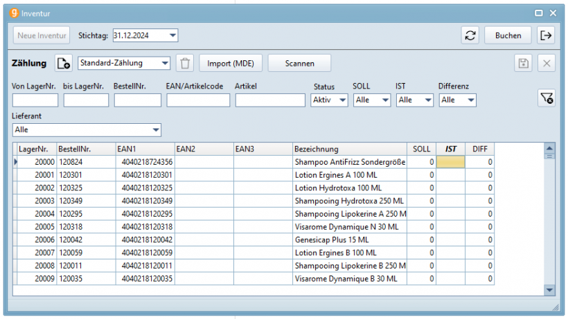 Neue Inventur-Maske Neue Inventur-Maske