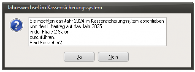 Kassensicherungssystem Bestätigung Kassensicherungssystem Bestätigung