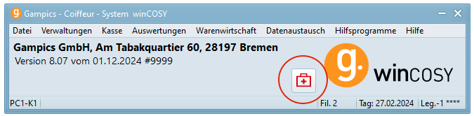 Supportbutton in Hauptfenster