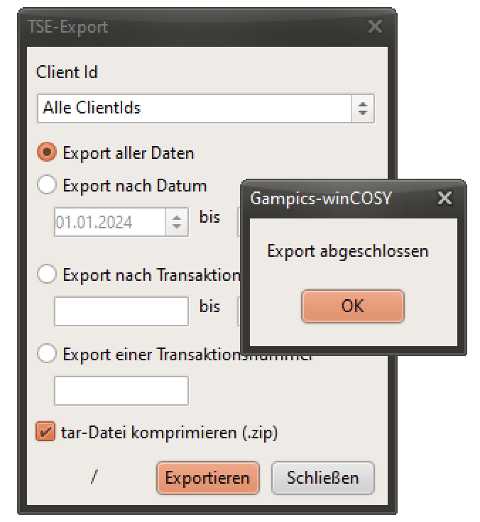 TSE-Export abgeschlossen