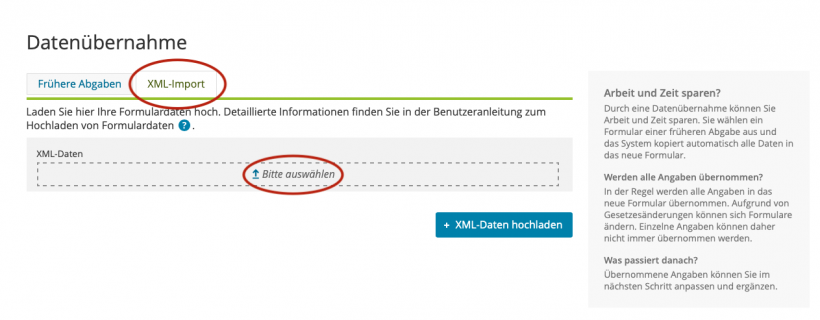 ELSTER Datenübernahme ELSTER Datenübernahme