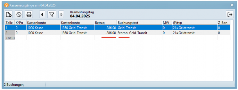 Ergebnis: Stornobuchung als Gegenbuchung Ergebnis: Stornobuchung als Gegenbuchung