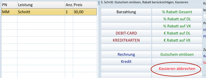 Kassieren abbrechen in Einnahmen (Touch) Kassieren abbrechen in Einnahmen (Touch)