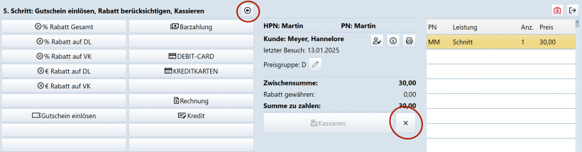 Kassieren abbrechen in der Touch-Kasse Kassieren abbrechen in der Touch-Kasse