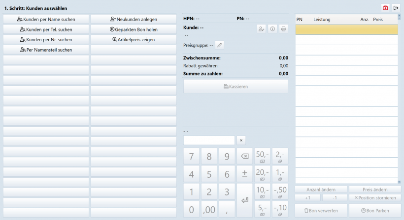Die neue Touch-Kasse Die neue Kassiermaske Touch-Kasse