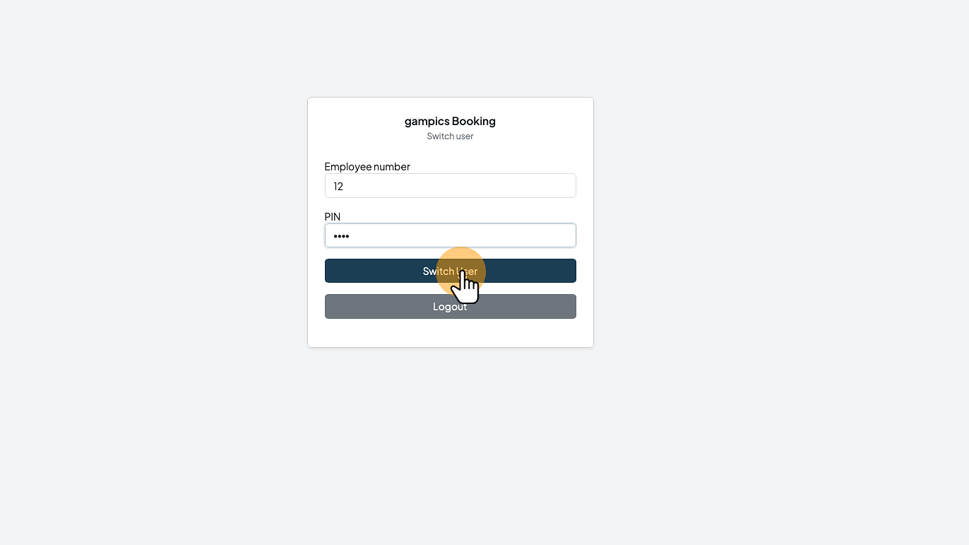 Benutzer auswählen und persönliche PIN eingeben