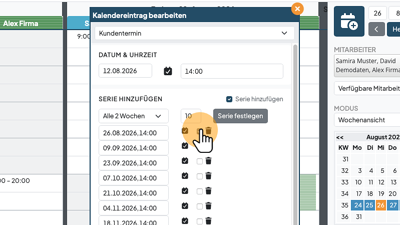 Termin aus der Serie entfernen