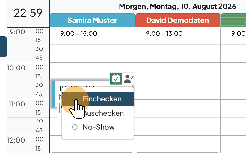 Kunden als eingecheckt markieren
