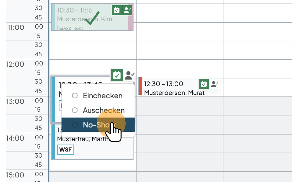 Termin als No-Show kennzeichnen